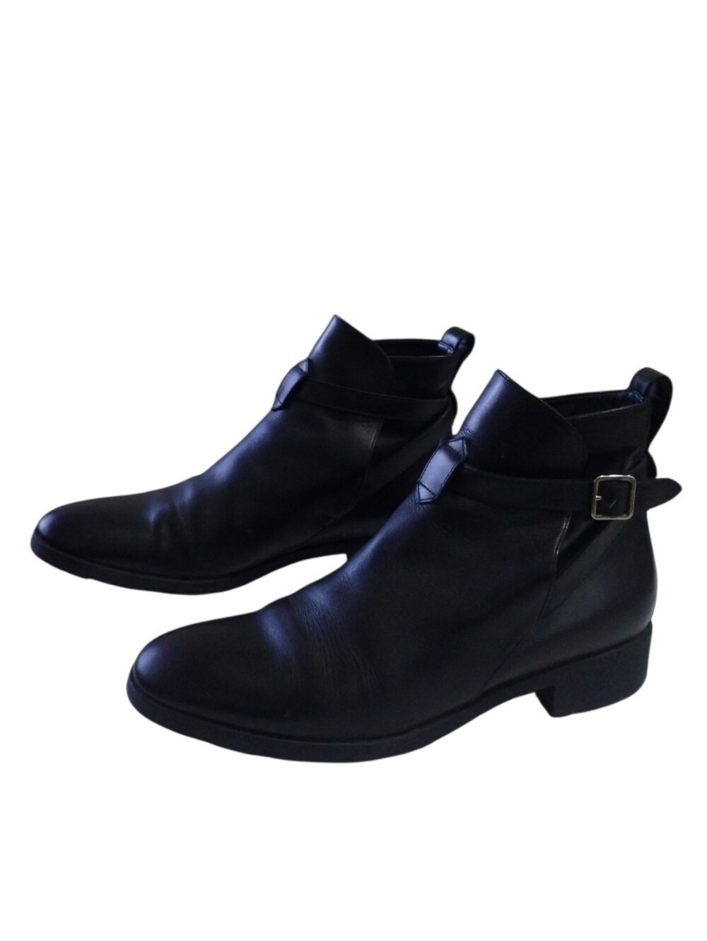 Bally Dayana Jodhpur Ankle Boots Black Leather Womens 7.5 Buckle Straps Designer